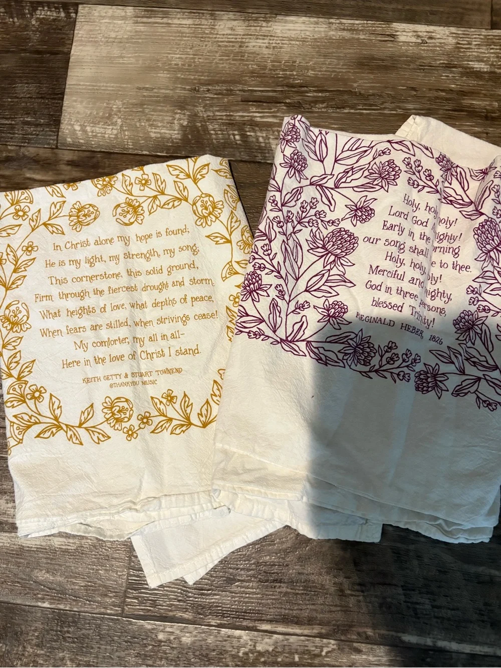 Floral Hymn Printed Kitchen Towels - Gold & Purple